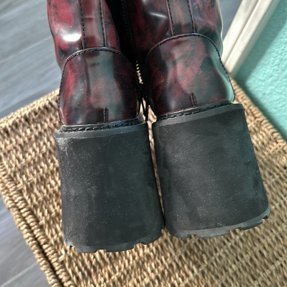 Dolls kill Current Mood Booked Out Combat Boots 5 preowned its dark red burgundy - Picture 8 of 13